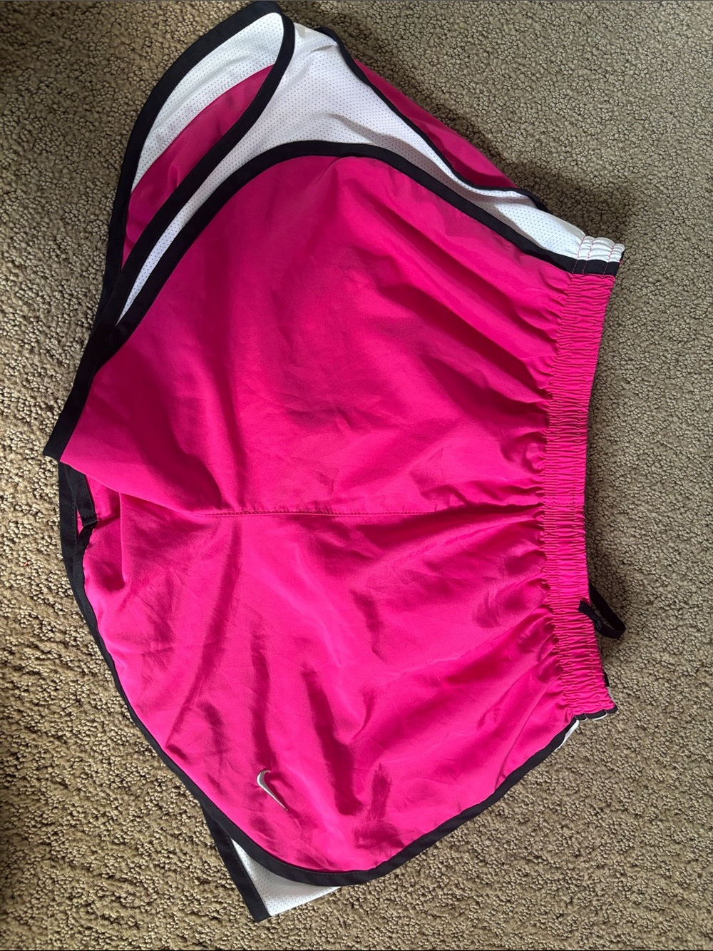 Nike Women's Hot Pink Athletic Running Shorts with Black & White Trim
